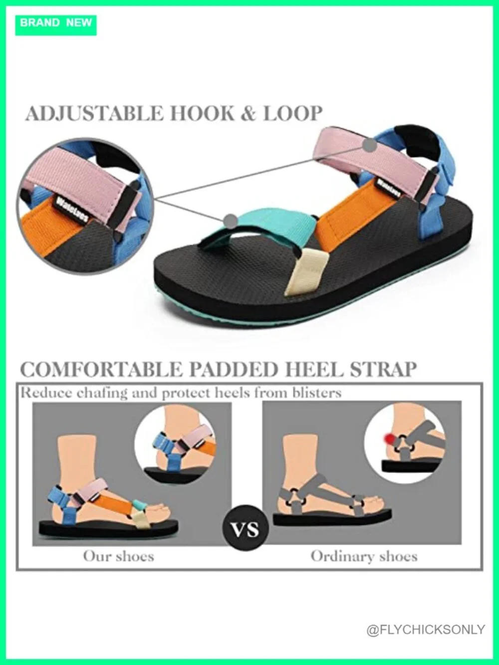 Women's Sport Sandals with Arch Support - Webbing Outdoor Beach Water Sandals